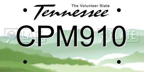 CPM910 Tennessee License Plate