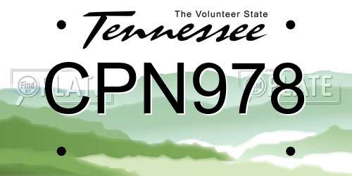 CPN978 Tennessee License Plate