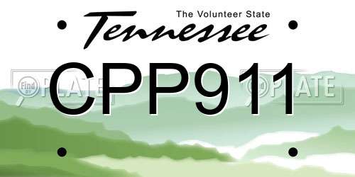 CPP911 Tennessee License Plate