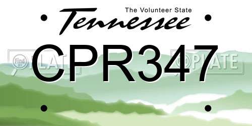 CPR347 Tennessee License Plate