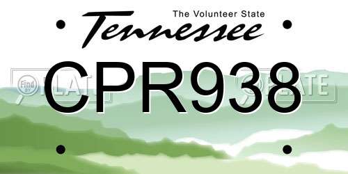 CPR938 Tennessee License Plate