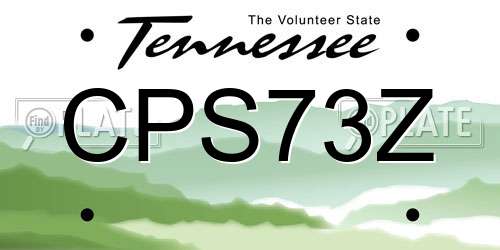 CPS73Z Tennessee License Plate