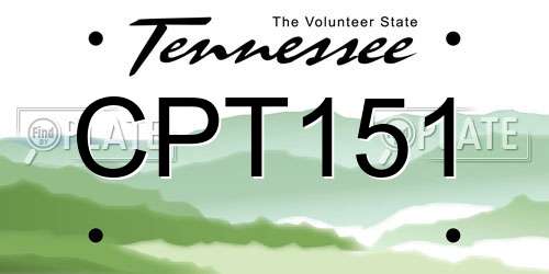CPT151 Tennessee License Plate