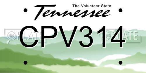 CPV314 Tennessee License Plate