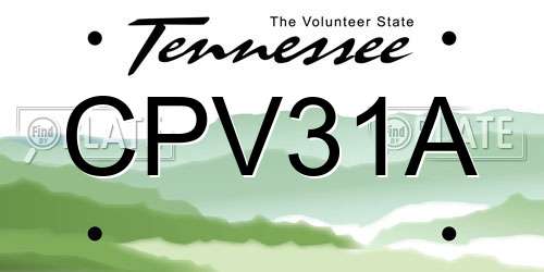 CPV31A Tennessee License Plate