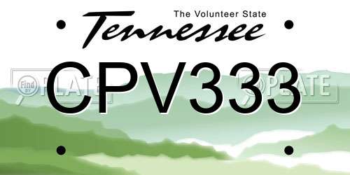 CPV333 Tennessee License Plate