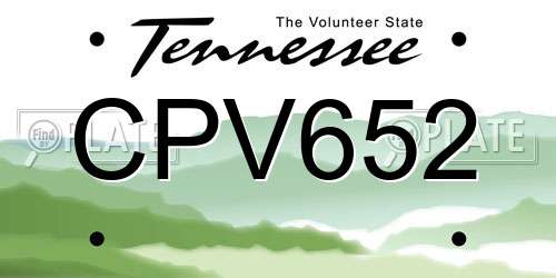 CPV652 Tennessee License Plate