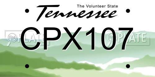 CPX107 Tennessee License Plate