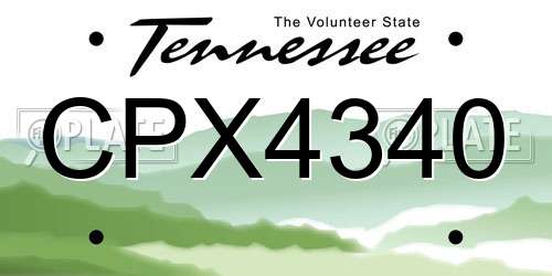CPX4340 Tennessee License Plate