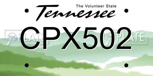 CPX502 Tennessee License Plate