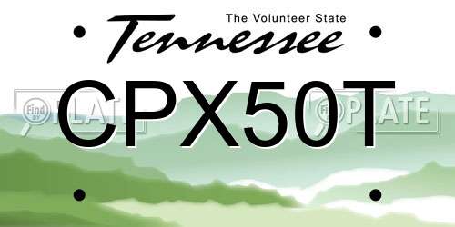 CPX50T Tennessee License Plate