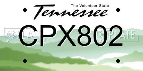 CPX802 Tennessee License Plate