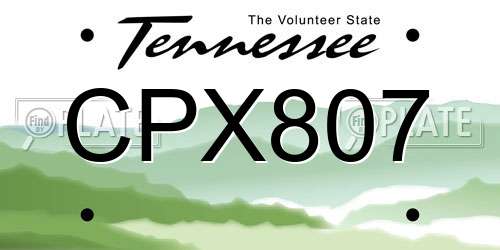 CPX807 Tennessee License Plate