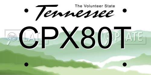 CPX80T Tennessee License Plate
