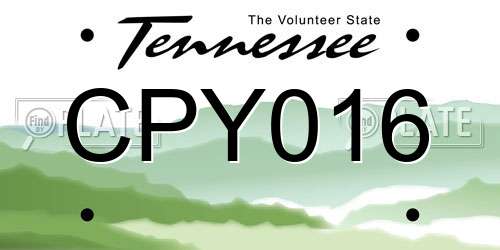 CPY016 Tennessee License Plate
