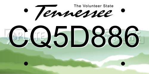 CQ5D886 Tennessee License Plate