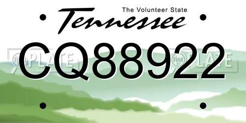 CQ88922 Tennessee License Plate