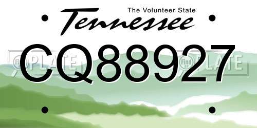 CQ88927 Tennessee License Plate