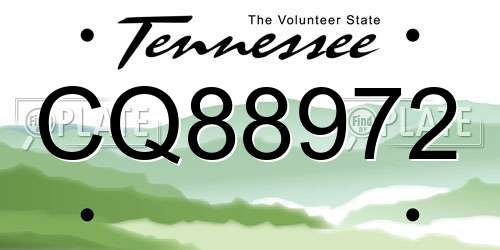 CQ88972 Tennessee License Plate