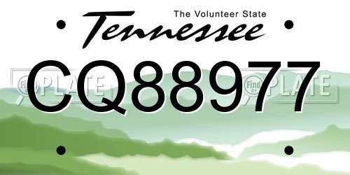 CQ88977 Tennessee License Plate