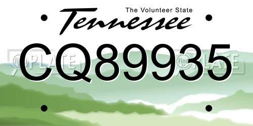 CQ89935 Tennessee License Plate