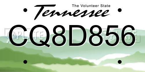 CQ8D856 Tennessee License Plate