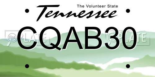 CQAB30 Tennessee License Plate