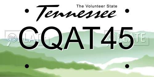CQAT45 Tennessee License Plate