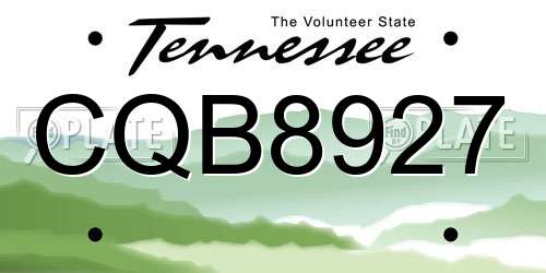 CQB8927 Tennessee License Plate