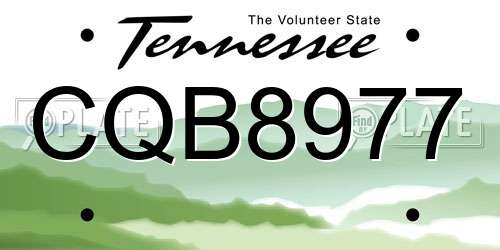 CQB8977 Tennessee License Plate
