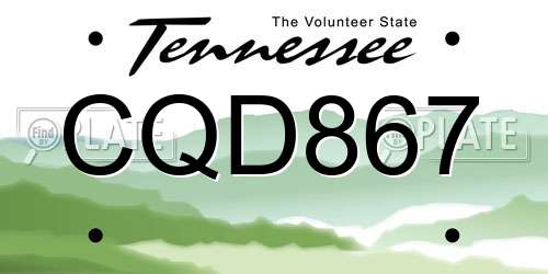 CQD867 Tennessee License Plate
