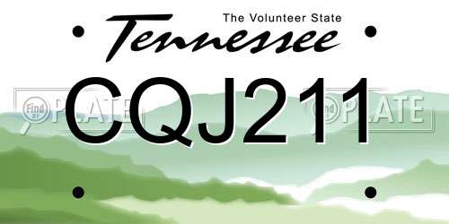 CQJ211 Tennessee License Plate