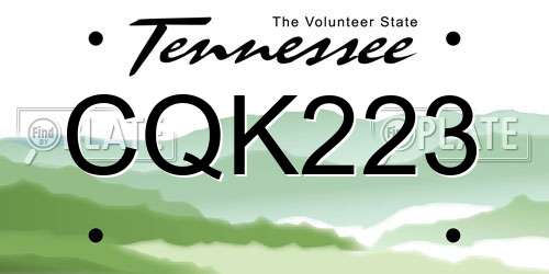 CQK223 Tennessee License Plate