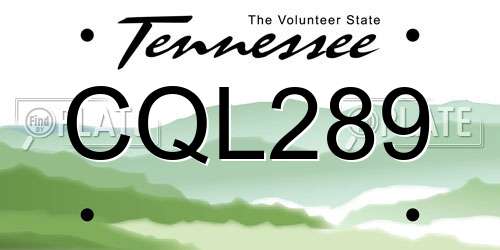 CQL289 Tennessee License Plate