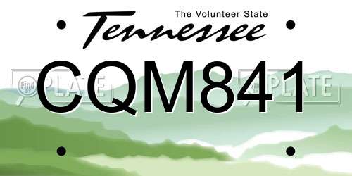 CQM841 Tennessee License Plate