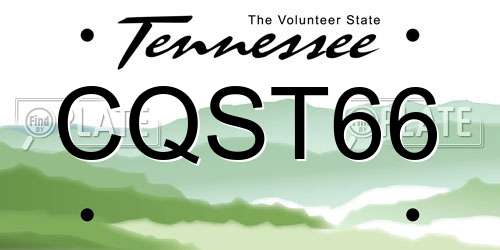 CQST66 Tennessee License Plate