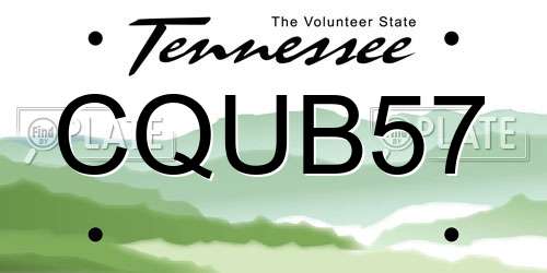 CQUB57 Tennessee License Plate