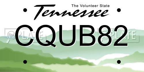CQUB82 Tennessee License Plate