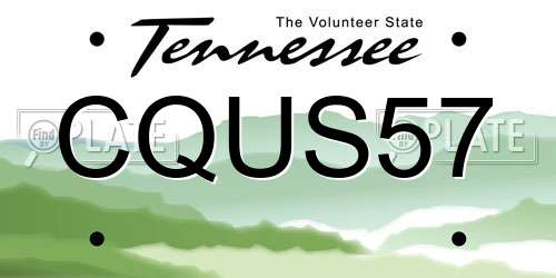 CQUS57 Tennessee License Plate