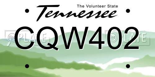 CQW402 Tennessee License Plate