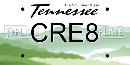CRE8 Tennessee License Plate