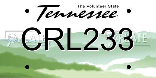 CRL233 Tennessee License Plate