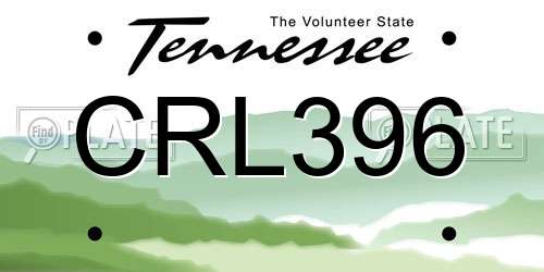 CRL396 Tennessee License Plate