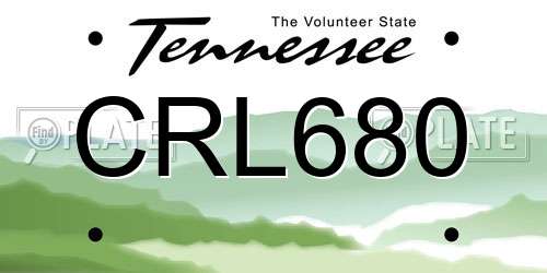 CRL680 Tennessee License Plate