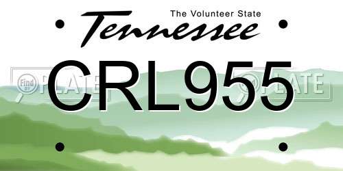 CRL955 Tennessee License Plate