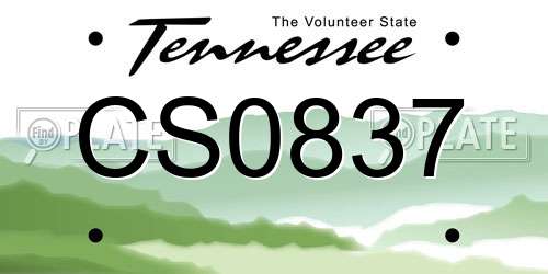 CS0837 Tennessee License Plate