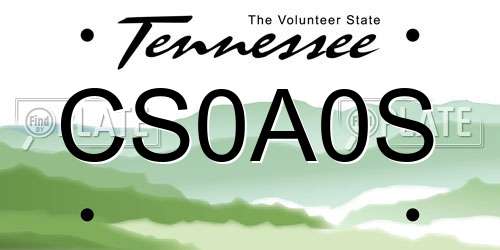 CS0A0S Tennessee License Plate
