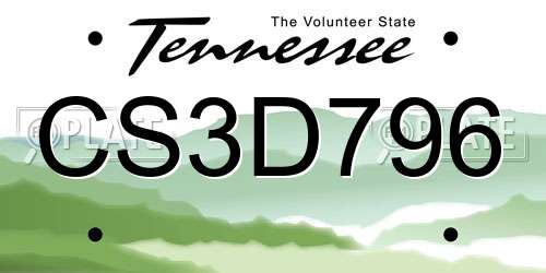 CS3D796 Tennessee License Plate