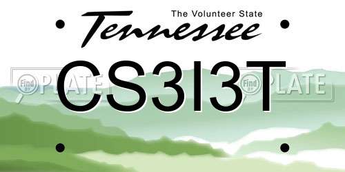 CS3I3T Tennessee License Plate