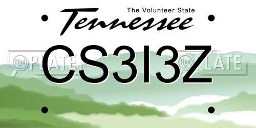 CS3I3Z Tennessee License Plate